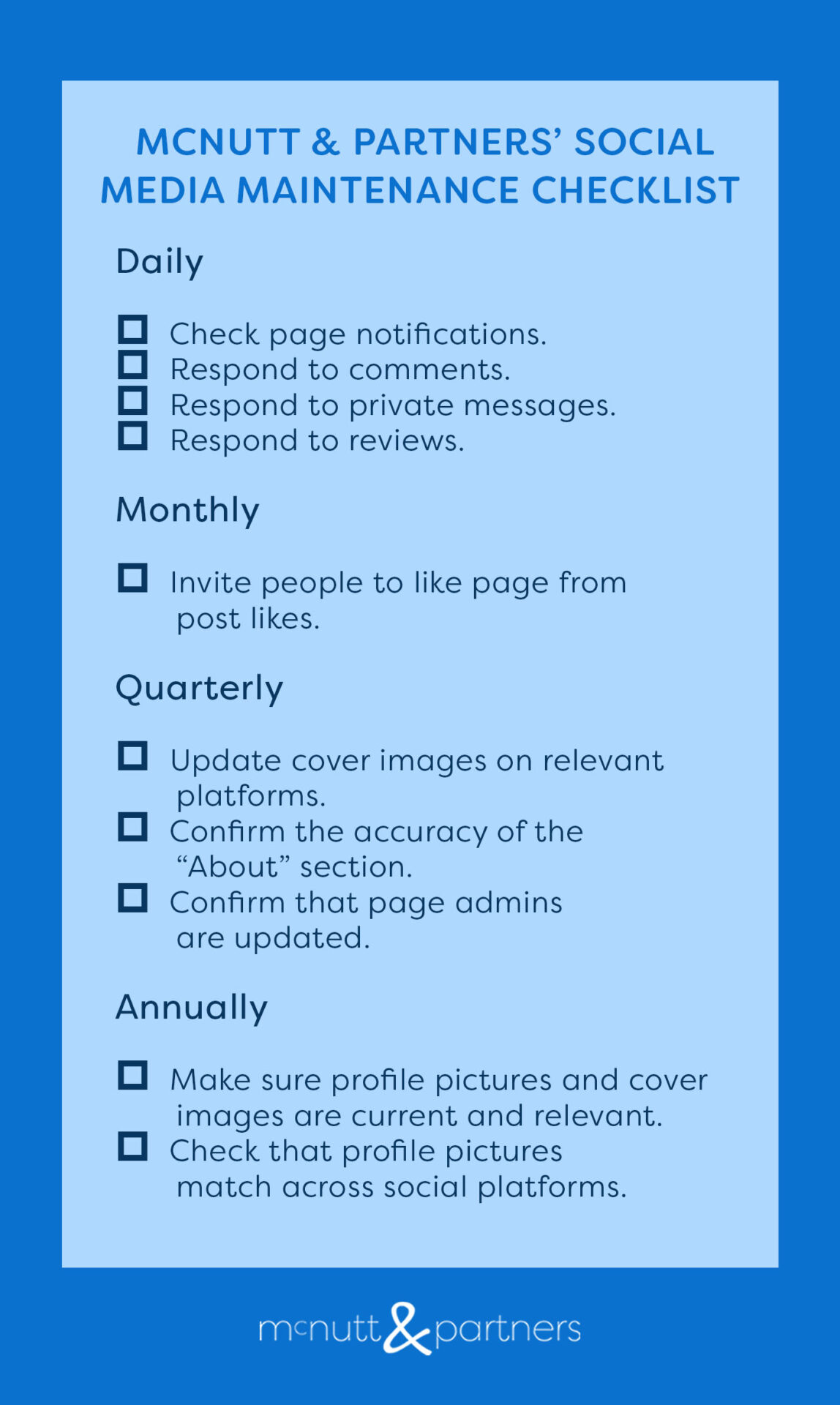 social media maintenance checklist